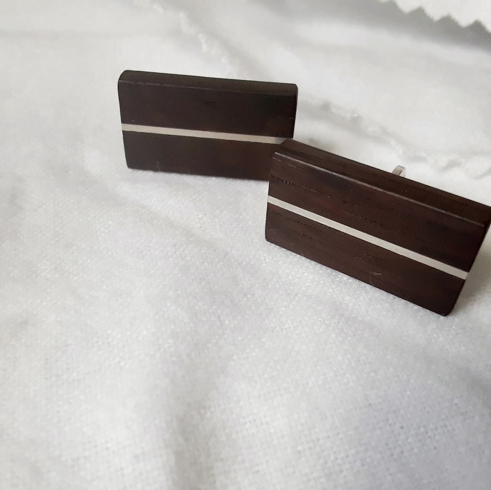 Cuff Links, Modern Wood and Steel rectangle
